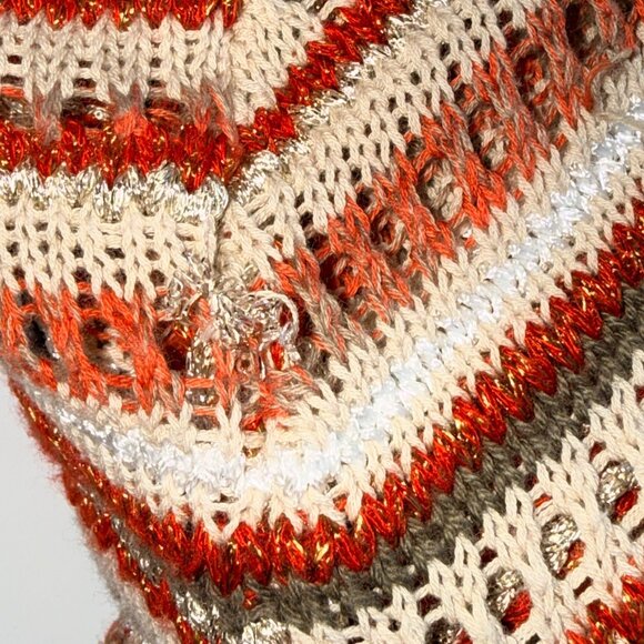 Chicos Cardigan Womens 1P Multicolor Striped Open Knit Frayed Accent Cotton Blen - Picture 5 of 10